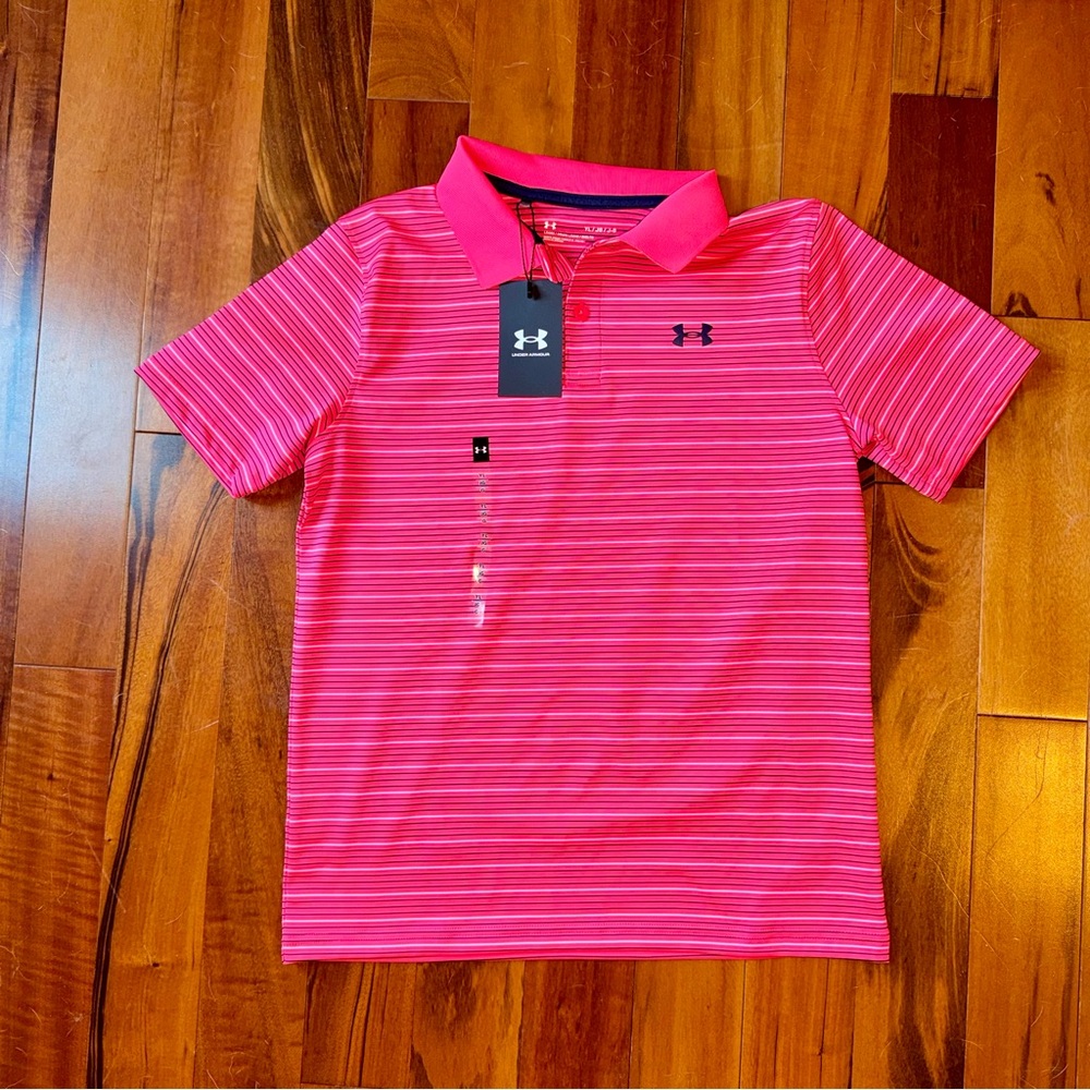 Under Armour Heat Gear Youth Pink Polo Shirt